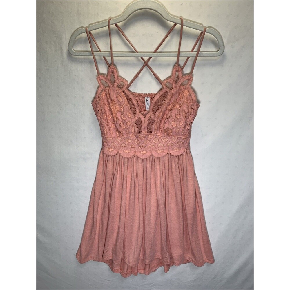 Feminine Lace Trimmed Flowy Tiered Whimsical Fairy Dress, Pink, Sz Large
